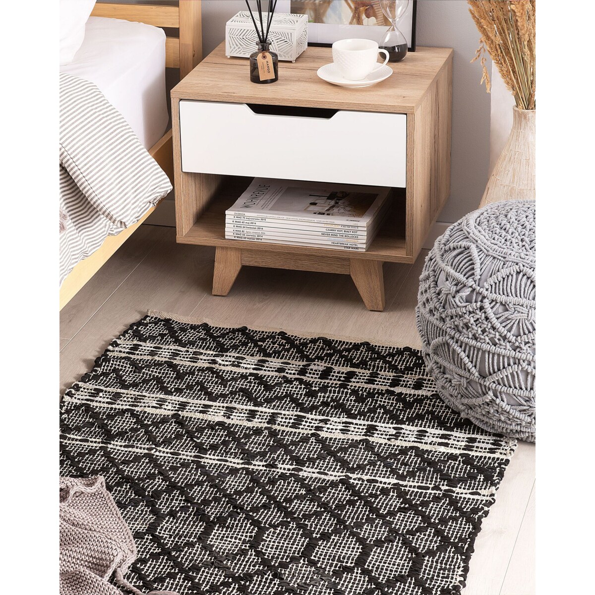 Dywan FEHIMLI 80 x 150 cm Skóra naturalna Czarny