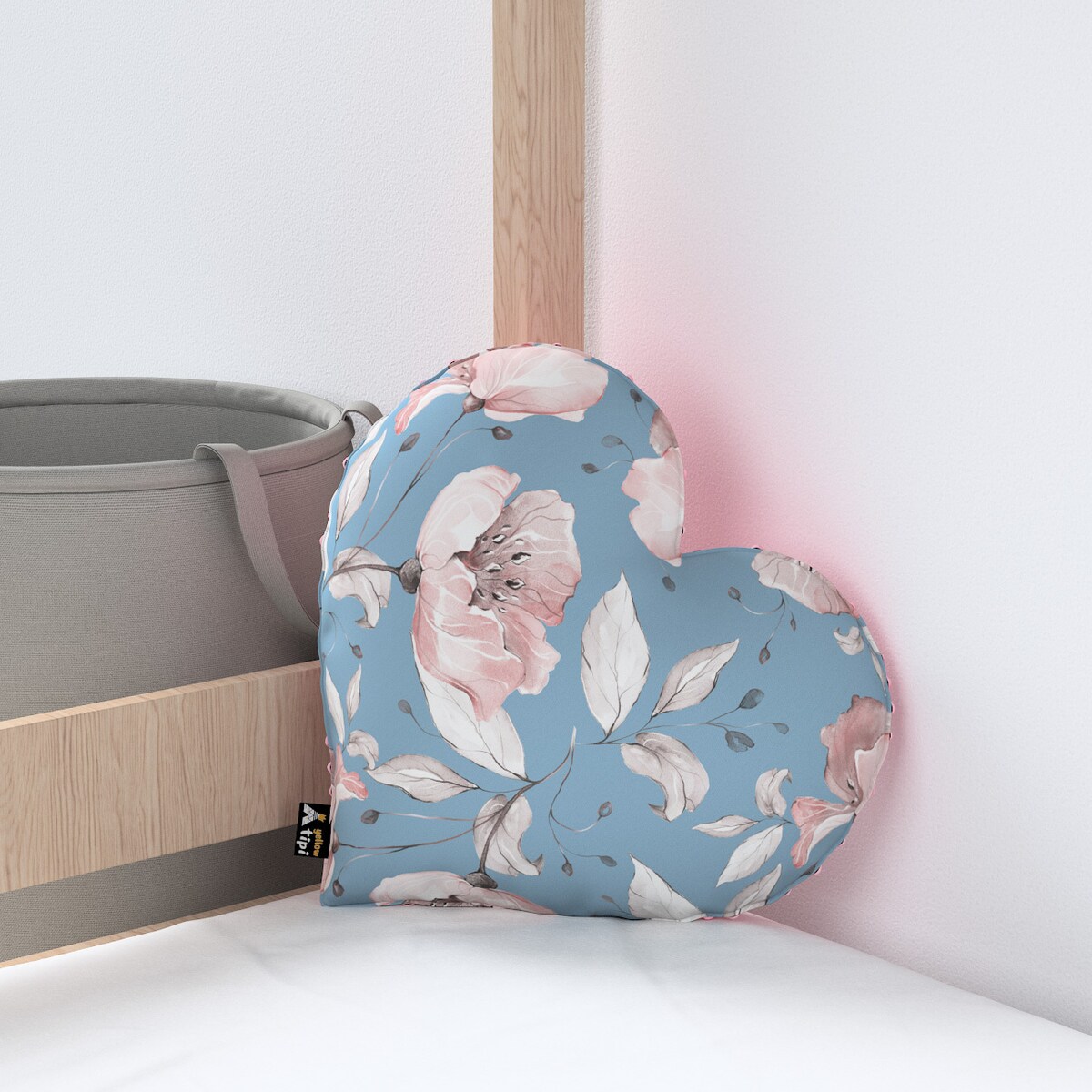 Poduszka Heart of Love z minky, niebiesko-różowy, 45x15x45cm, Magic Collection