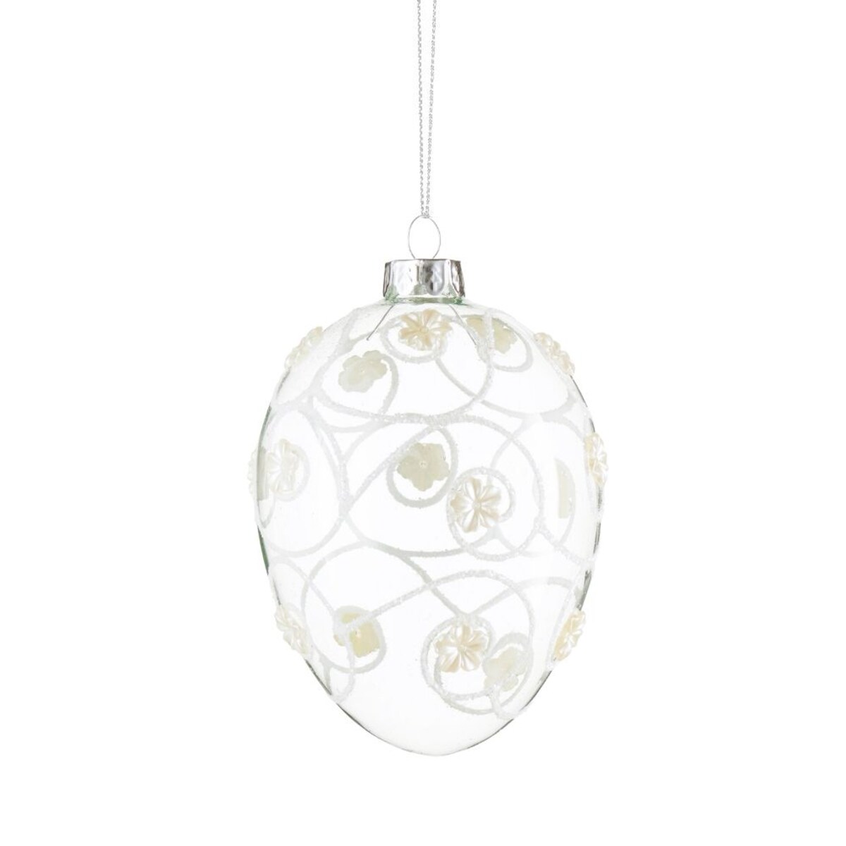 VILLA ITALIA Bombka szklana jajko przeźroczyste dekorowane 11,5 cm