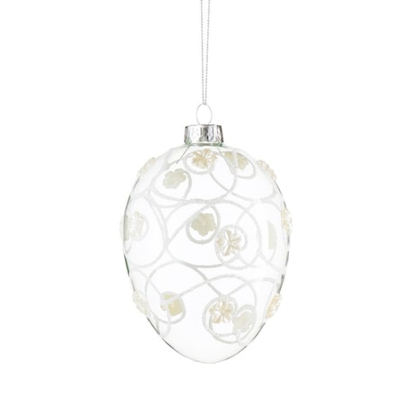 VILLA ITALIA Bombka szklana jajko przeźroczyste dekorowane 11,5 cm