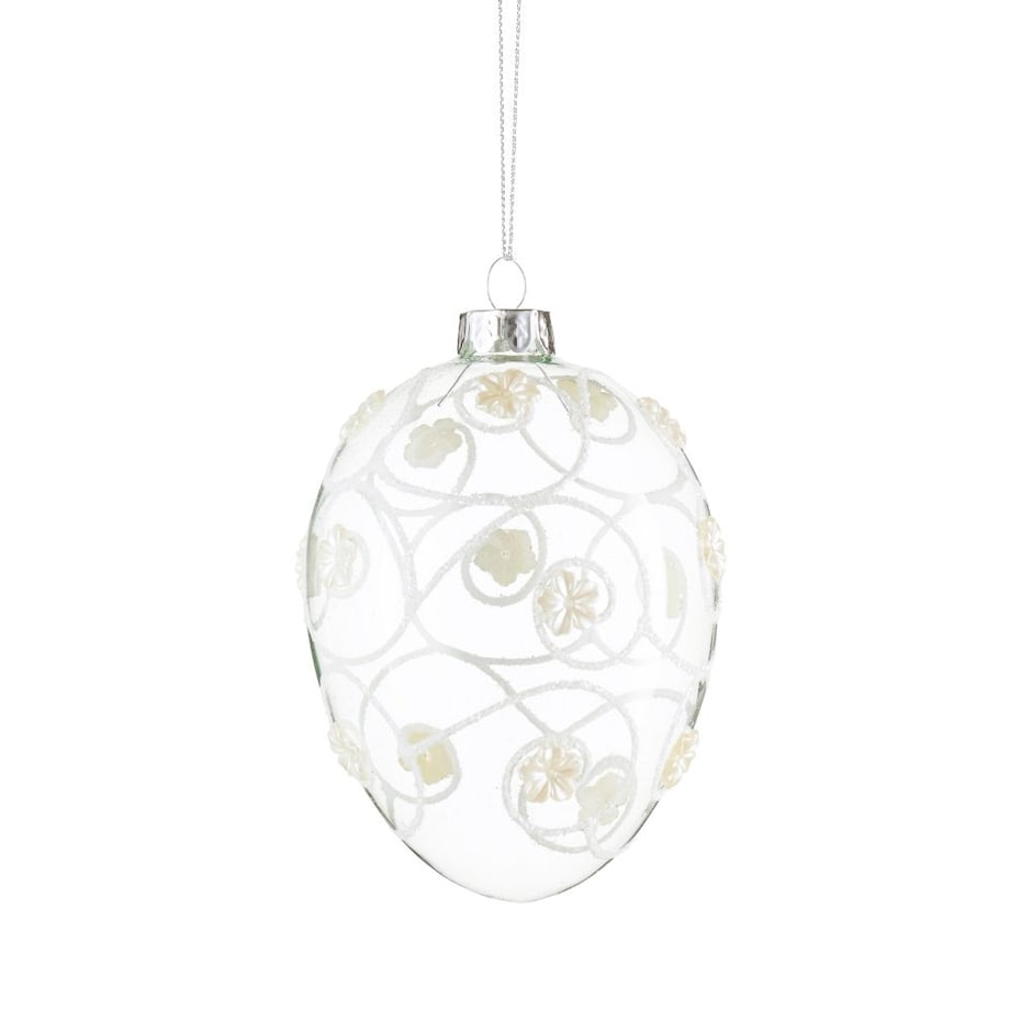 VILLA ITALIA Bombka szklana jajko przeźroczyste dekorowane 11,5 cm