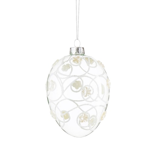 VILLA ITALIA Bombka szklana jajko przeźroczyste dekorowane 11,5 cm