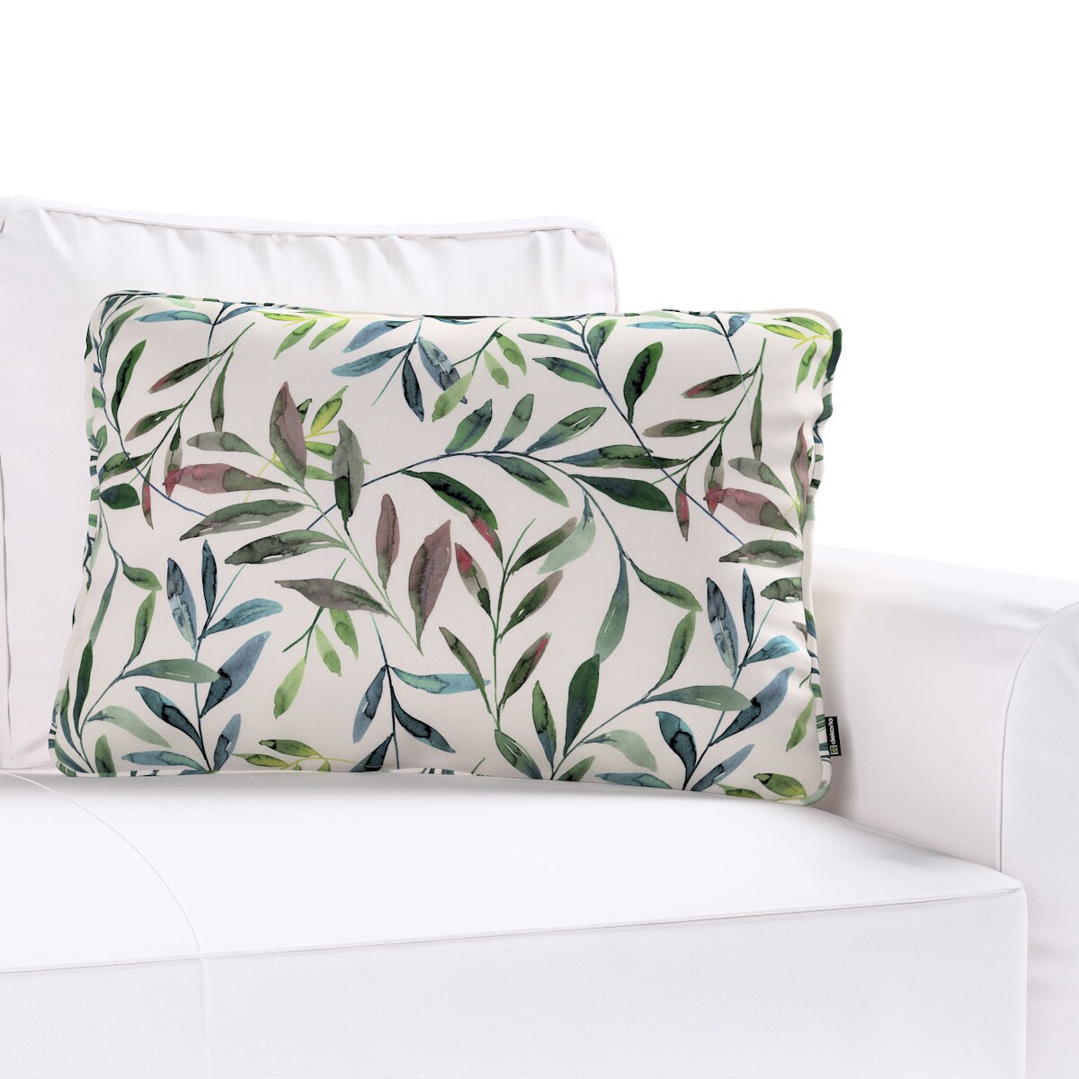 Poszewka Gabi na poduszkę prostokątna 60x40 zielone gałązki na białym tle