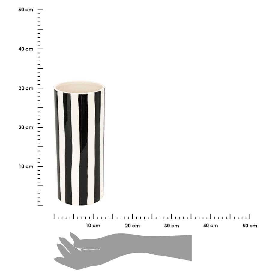 Wazon ceramiczny w pasy biało - czarne 30 cm