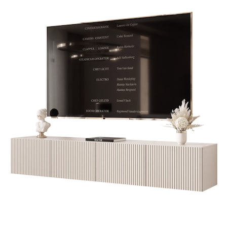 Szafka RTV wisząca KASZMIROWA ANGEL ryflowana 200 cm z oświetleniem LED