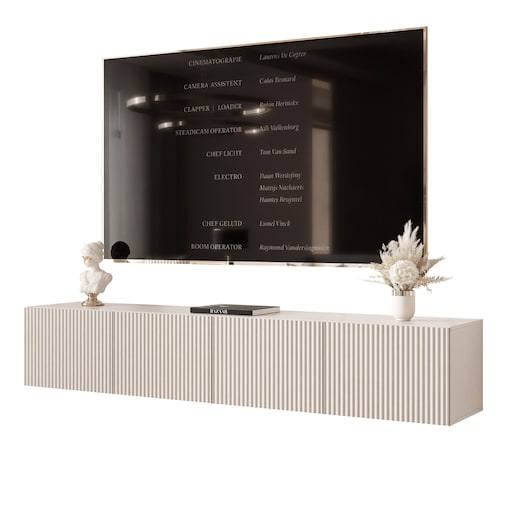 Szafka RTV wisząca KASZMIROWA ANGEL ryflowana 200 cm z oświetleniem LED