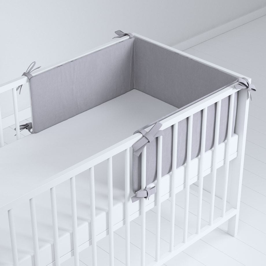 Ochraniacz do łóżeczka, srebrzysty szary, 180x30cm, Posh Velvet