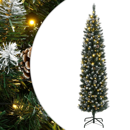 vidaXL Sztuczna, smukła choinka, 150 lampek LED, 150 cm