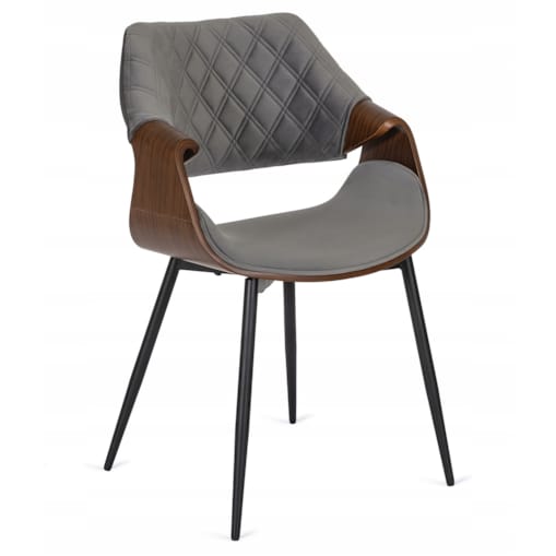 Krzesło Tapicerowane Welurowe Loft DAKOTA Drewno Gięte Szare Do Salonu