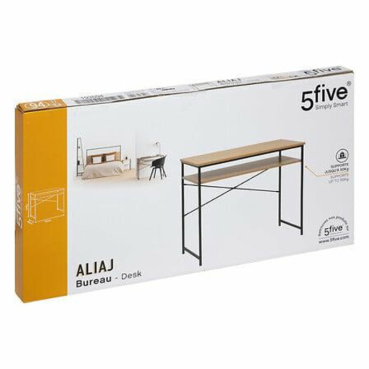 Biurko loftowe Aliaj 90 cm naturalny dąb i czarne do pracy industrialne 5five simply smart