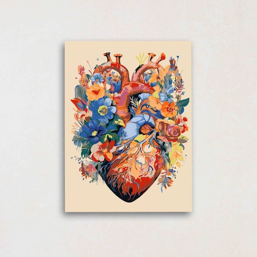 Malowanie po numerach, zestaw DIY – KWITNĄCE SERCE 40x50 cm- Produkt PL