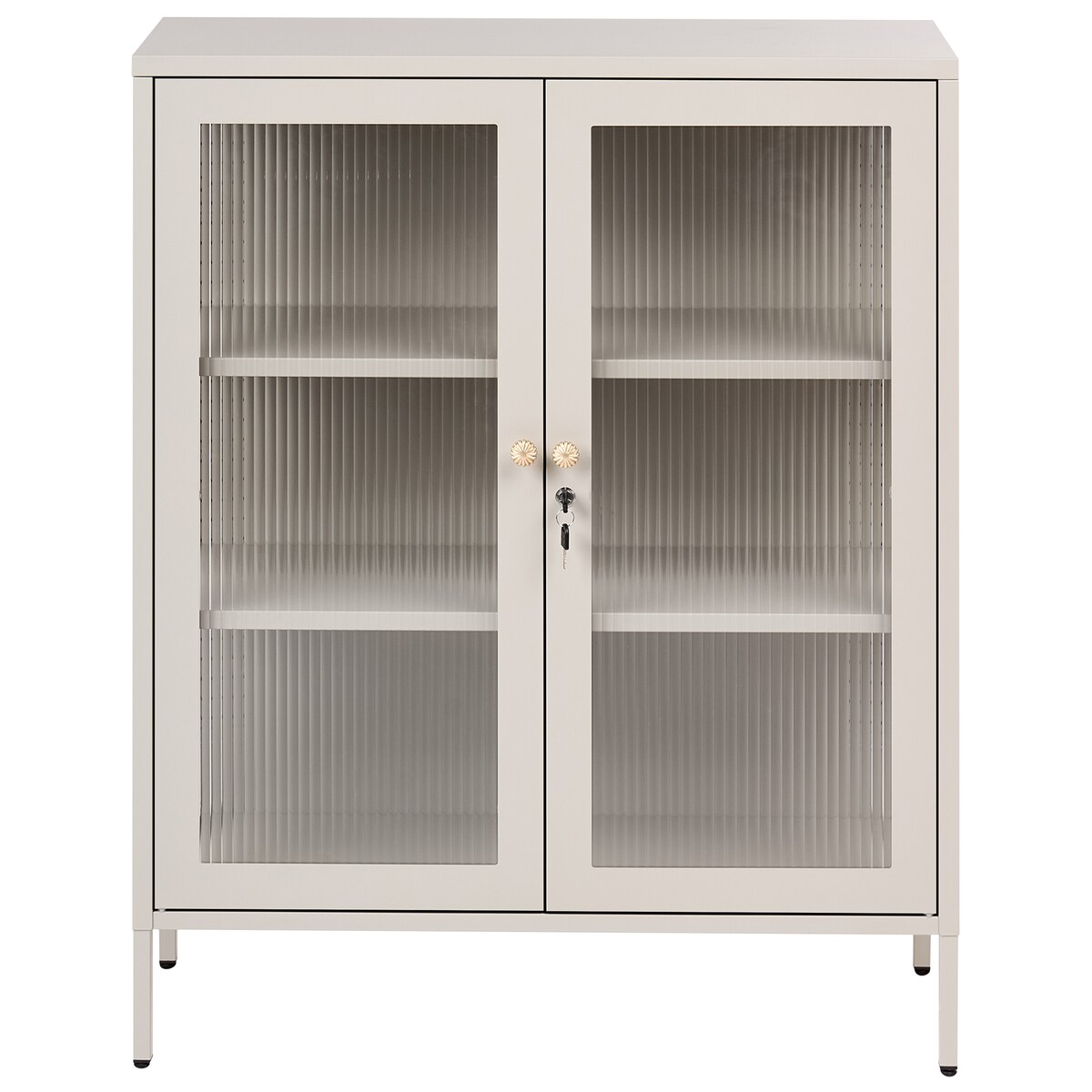 Witryna ze szklaną gablotą HARLYN 90 cm Metal Beżowy