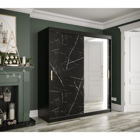 Szafa przesuwna Garderoba MARMUR T2 180 gł. 62 czarny