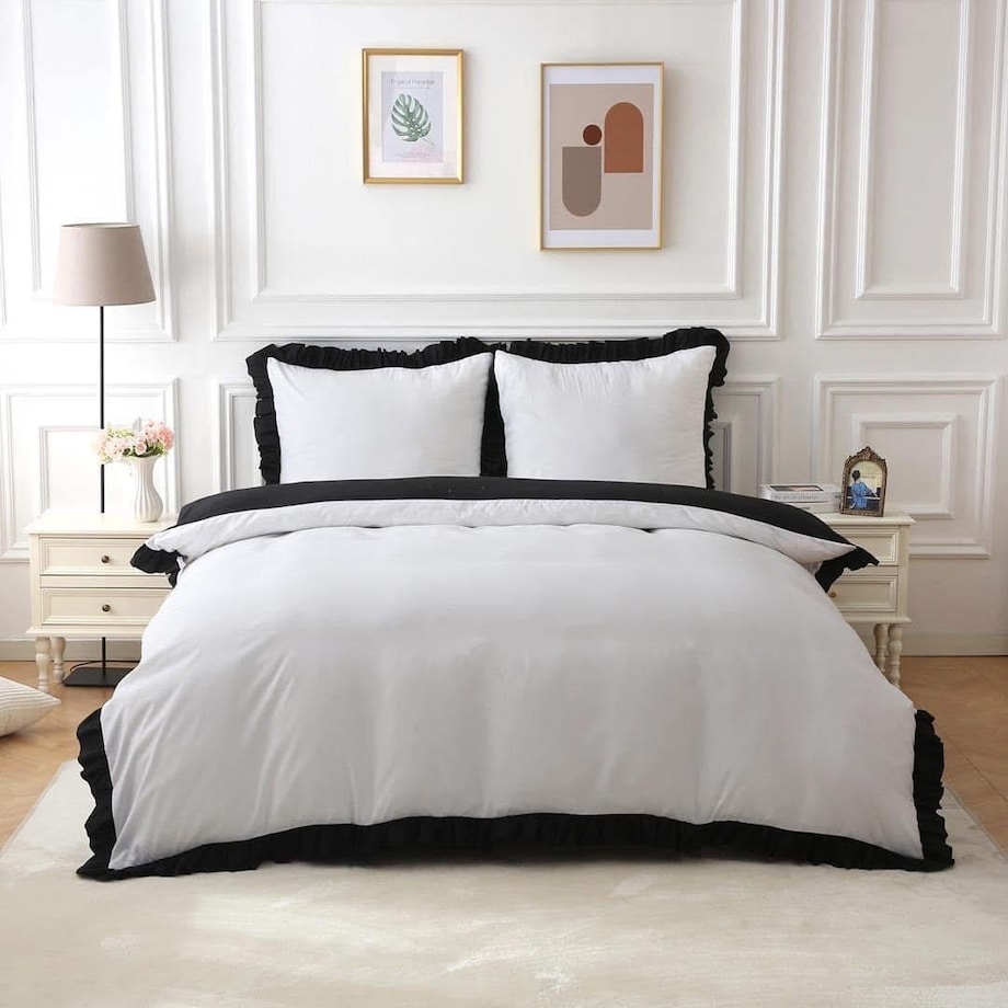 Pościel mikrofibra dwukolorowa z falbanką 200x220 cm