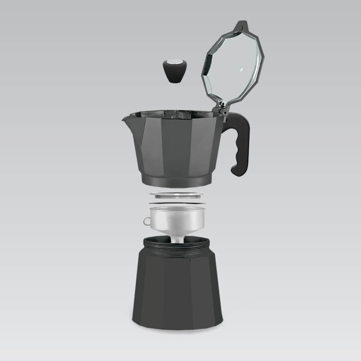 Kawiarka aluminiowa na gaz 3 filiżanki 150ml czarna MAESTRO
