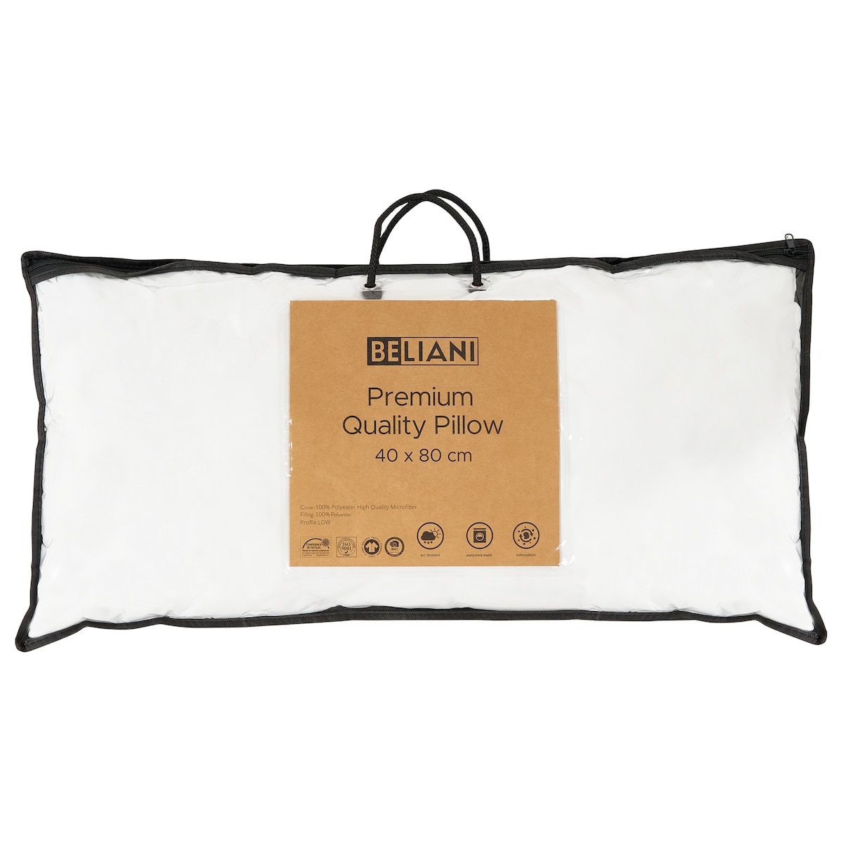 Poduszka ERRIGAL Niska Mikrofibra 40 x 80 cm Biały
