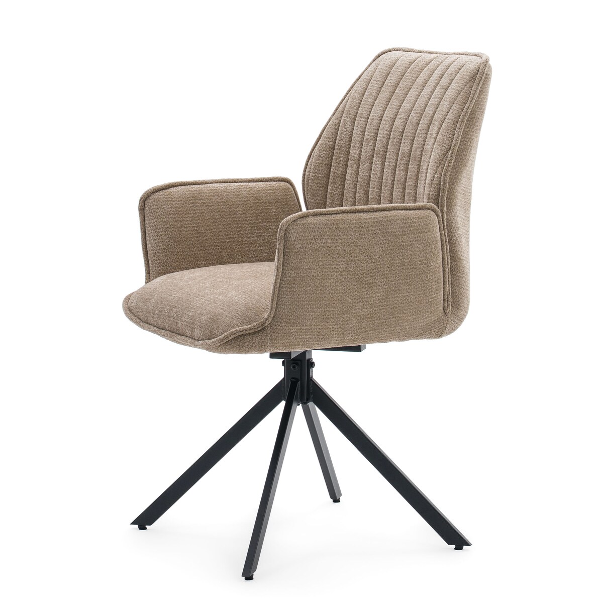 Krzesło tapicerowane obrotowe szenilowe do salonu MERANO beżowe