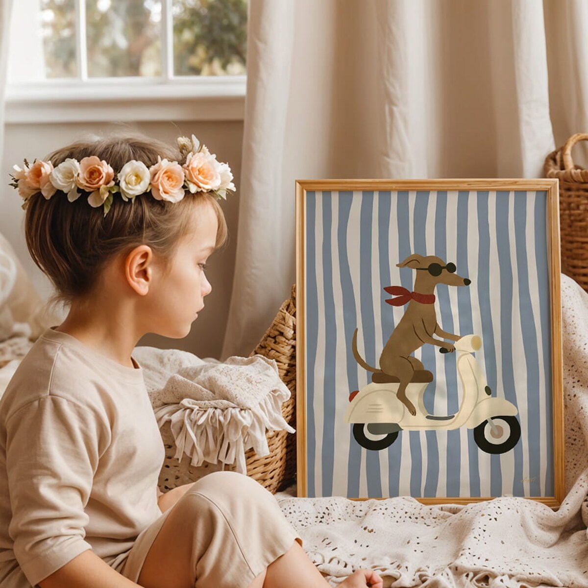 plakat pies na vespie 70x100