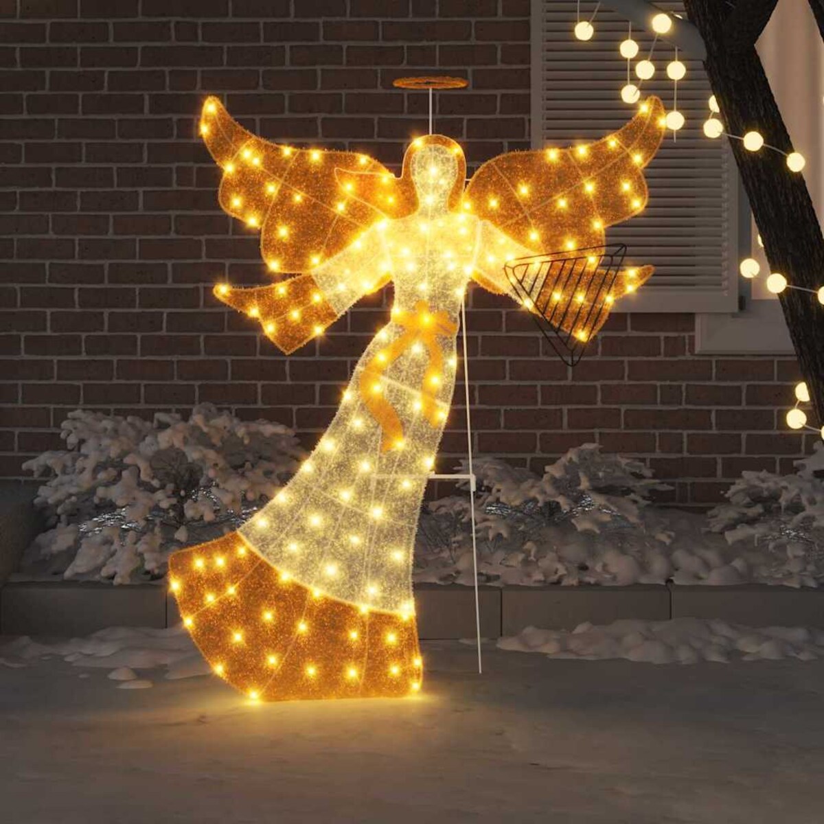 vidaXL Podświetlany kąt Ciepła biel 116 x 29 x 158.5 cm Poliester