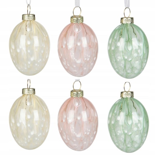 ZAWIESZKA BOMBKA NA WIELKANOC JAJKO JAJO 6 szt NA DRZEWKO DRZWI SZKLANA