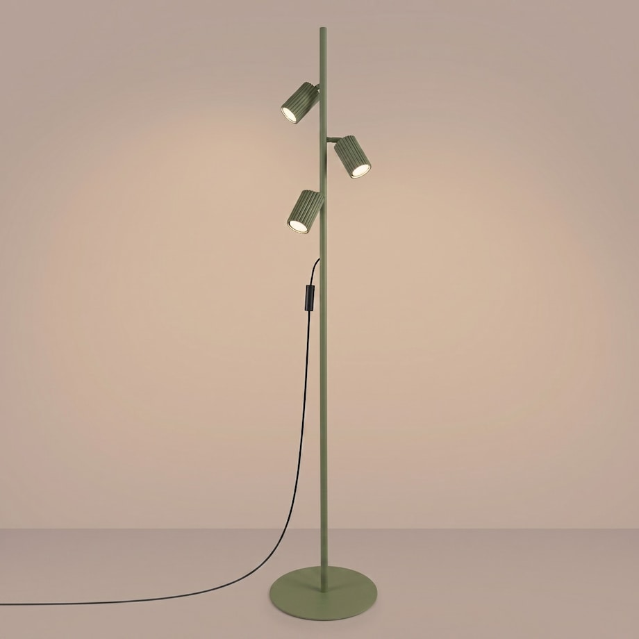 Lampa podłogowa KARBON 3 zielona oliwka