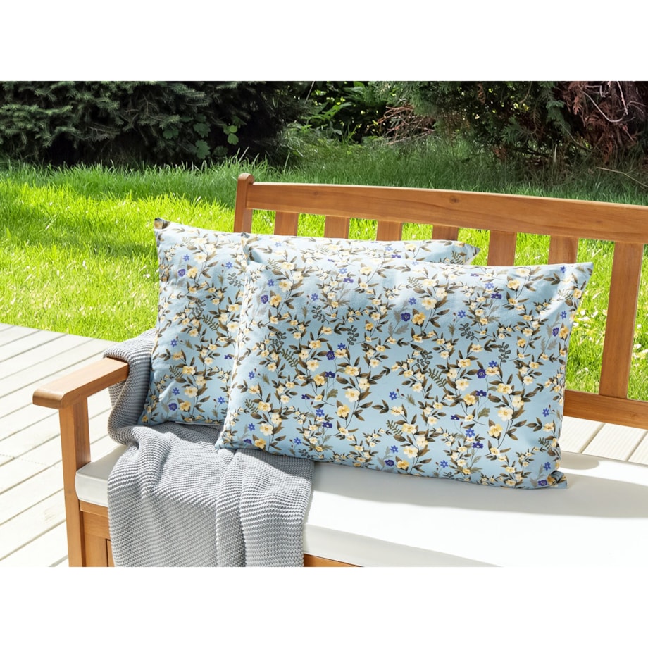 2 poduszki ogrodowe w kwiaty 40 x 60 cm niebieskie VALLORIA