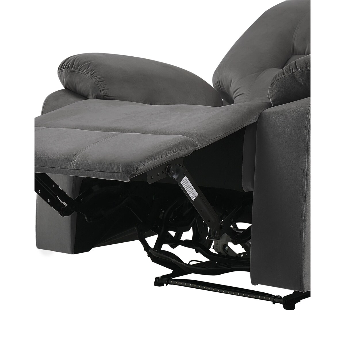 Fotel z elektryczną funkcją relaksu welurowy LED z ładowarką szary BERGEN