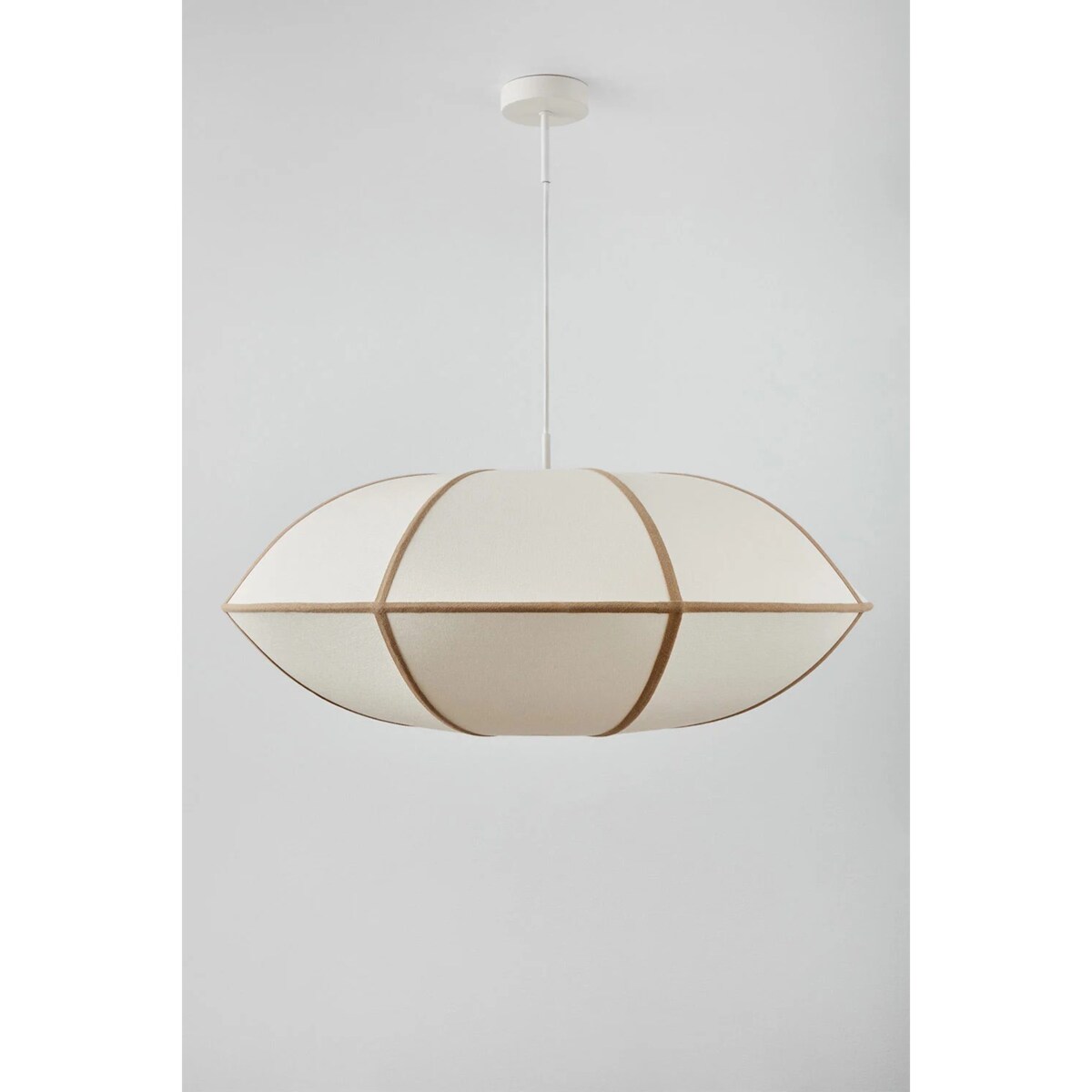 Lampa sufitowa lniana Patraix kremowo-beżowa Ø70 cm