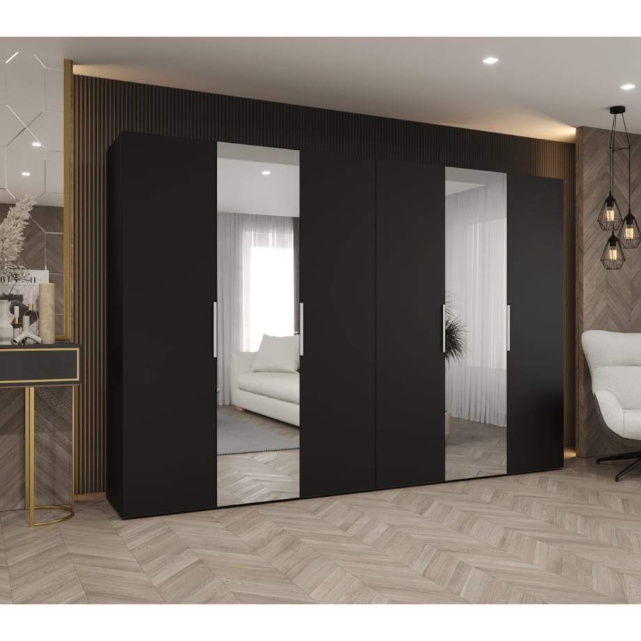 Szafa uchylna otwierana MARBELLA 2 300 wys. 202 cm Czarny + u. Kaszmir