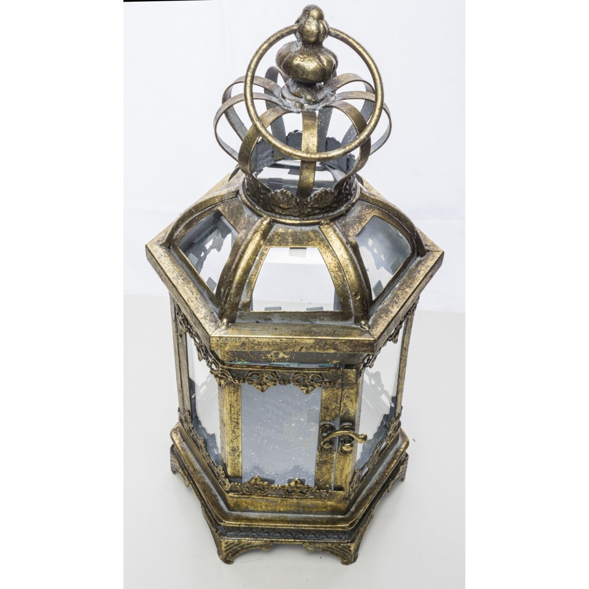 Lampion metalowy złoty 40x16x14 cm COROLLA-2 small