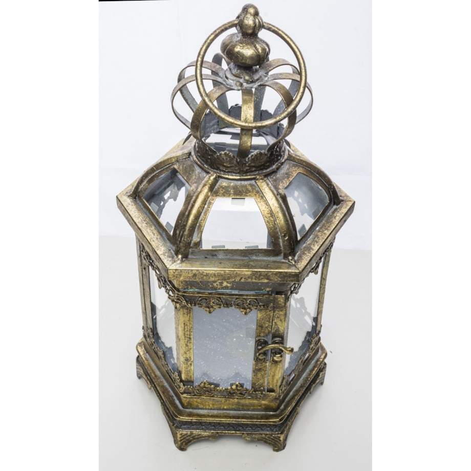 Lampion metalowy złoty 40x16x14 cm COROLLA-2 small