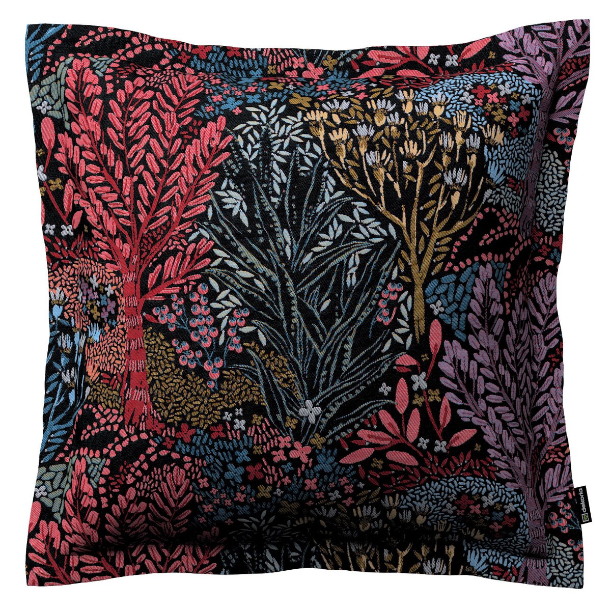 Poszewka Mona na poduszkę 45x45 kolorowe rośliny na czarnym tle