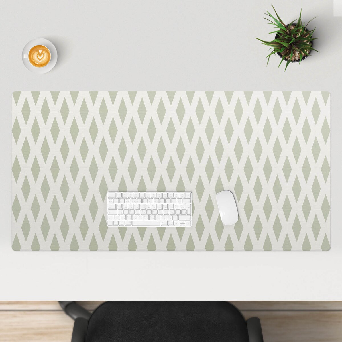 Zielona mata na biurko Diamentowy wzór retro, 120x60 cm