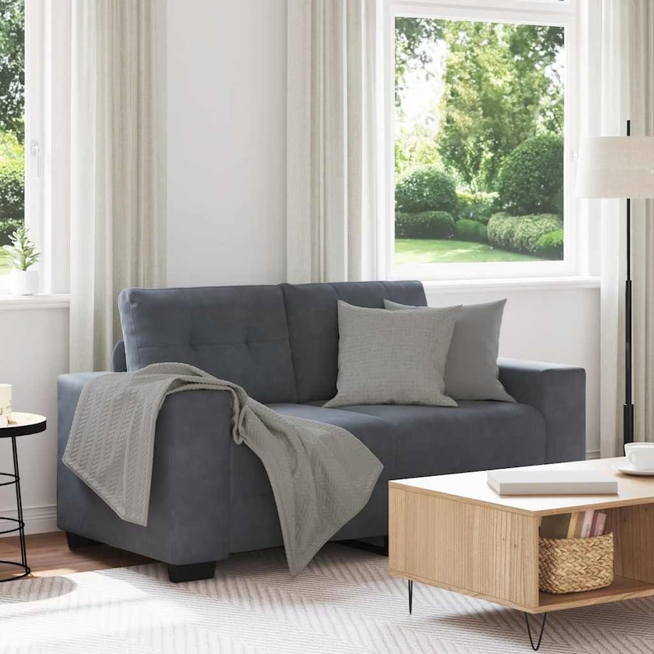 vidaXL Sofa dwuosobowa Ciemnoszara 120 cm Aksamit