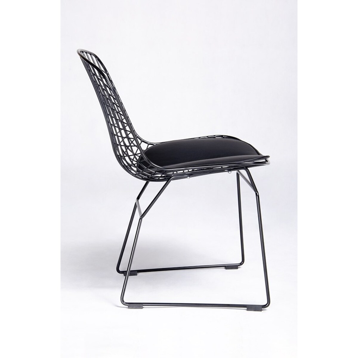 Krzesło druciane Net Soft z tapicerowanym siedziskiem czarne