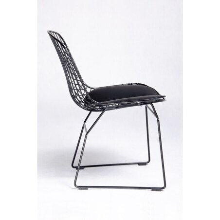 Krzesło druciane Net Soft z tapicerowanym siedziskiem czarne