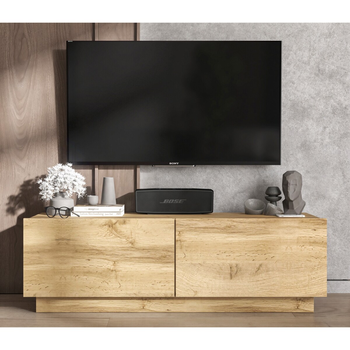 Szafka RTV Komoda Loft Industrialna stojąca / wisząca Dąb Artisan Mat 120 cm