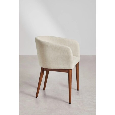 Krzesło z podłokietnikami, kremowy, ciemne nóżki, Burnia