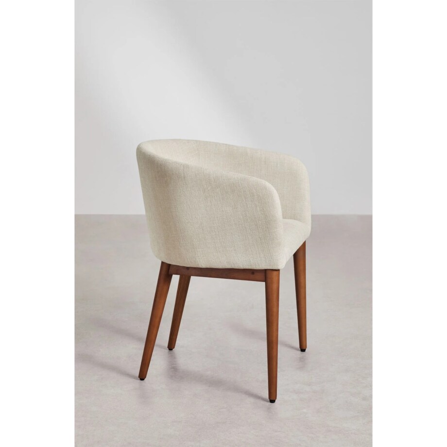 Krzesło z podłokietnikami, kremowy, ciemne nóżki, Burnia