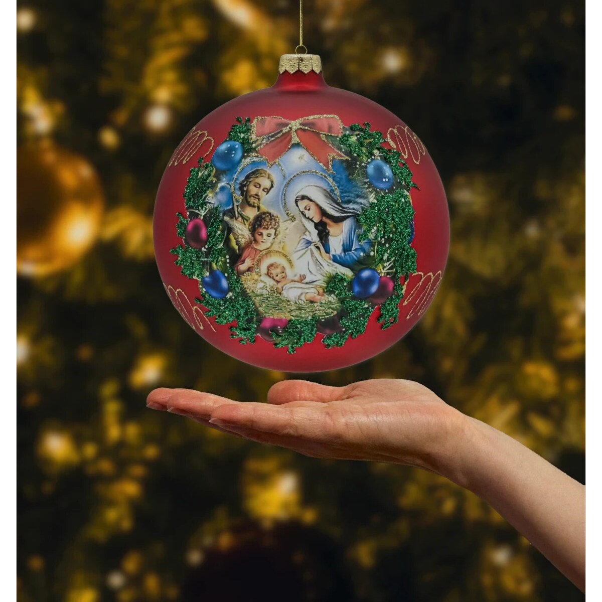 Bombka czerwona: Święta Rodzina