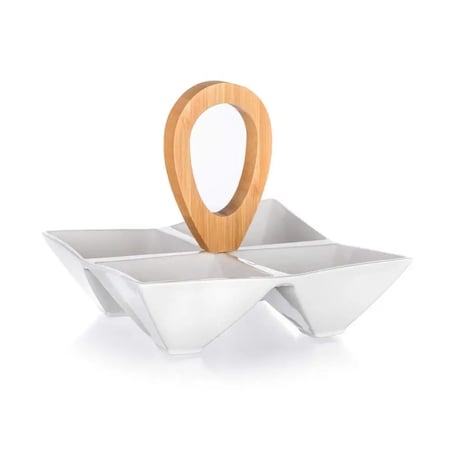 PÓŁMISEK TALERZ DZIELONY salaterka dipy przekąski orzeszki oliwki ser biała