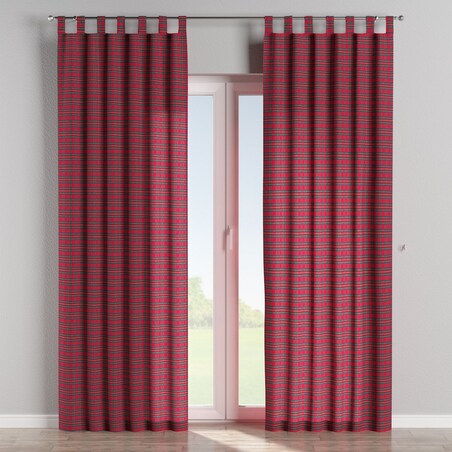 Zasłona na szelkach 1 szt. 130x260 czerwona kratka