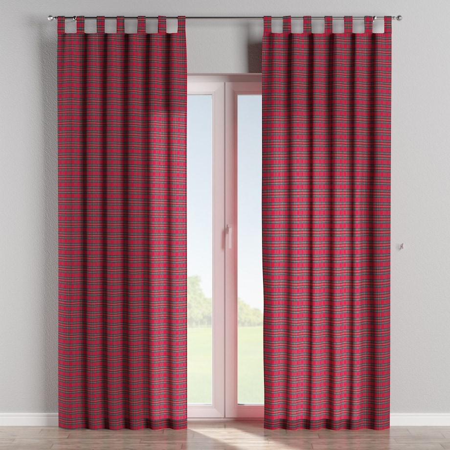 Zasłona na szelkach 1 szt. 130x260 czerwona kratka