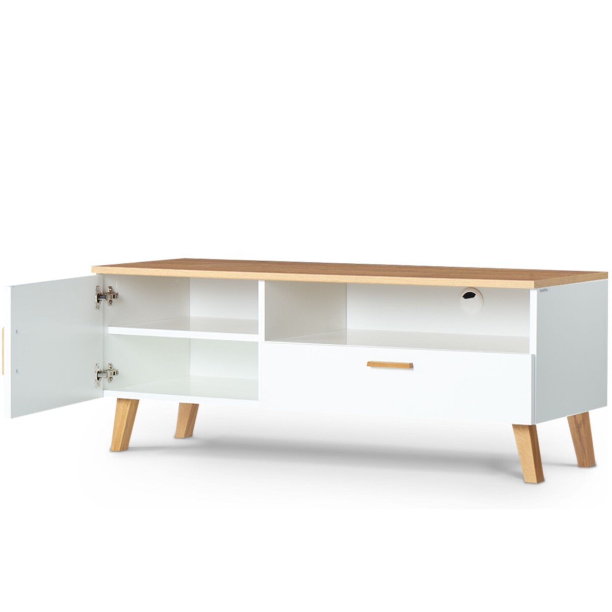 KONSIMO FRISK Biała szafka RTV w stylu skandynawskim