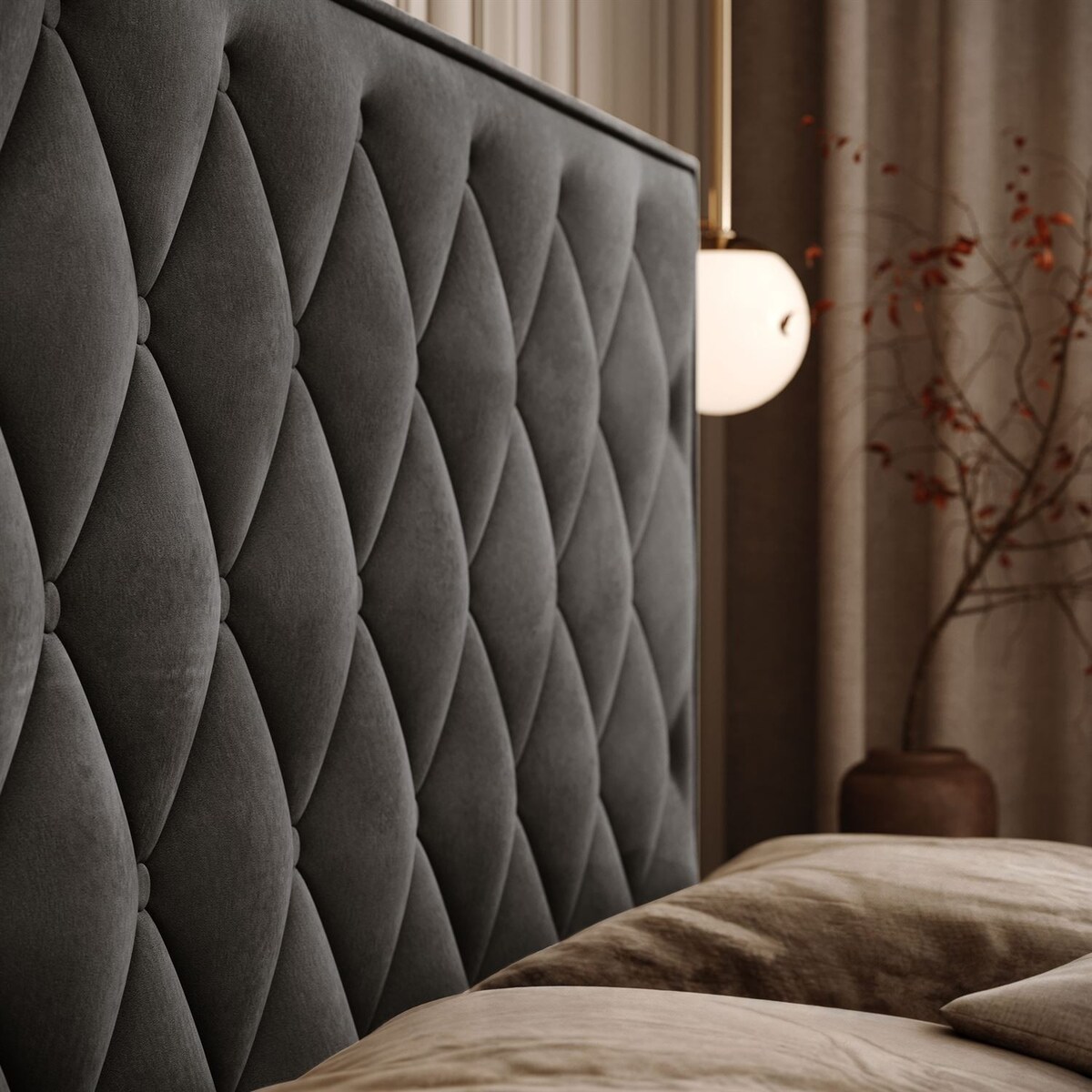 Łóżko kontynentalne INEZ II, pojemnik na pościel, 160x200, Royal Velvet 185, topper