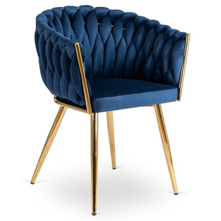 Krzesło Plecione Tapicerowane Glamour Welur Do Salonu Jadalni Granat CAPI