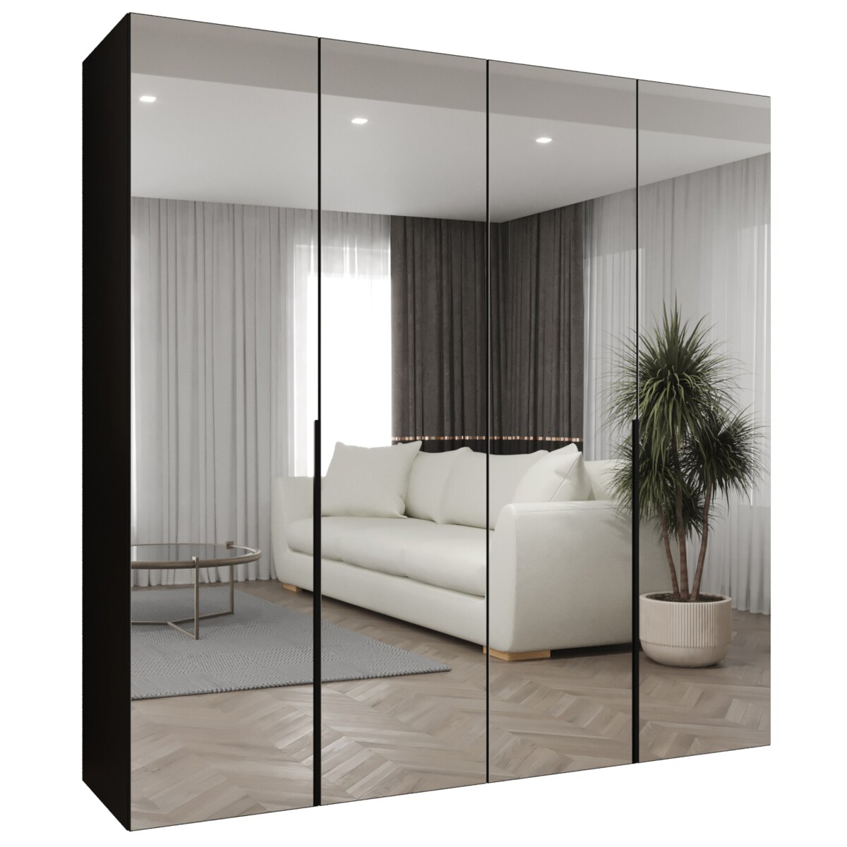 Szafa uchylna otwierana ALICANTE 3 200 wys. 202 cm Czarny + u. Czarny