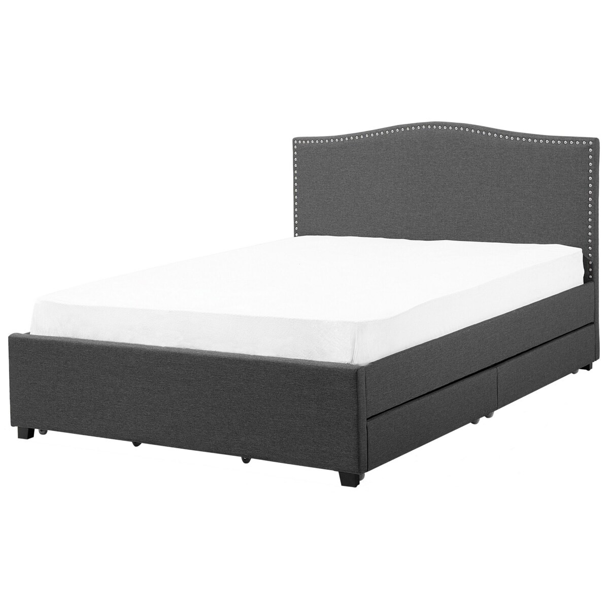 Łóżko z szufladami biały LED tapicerowane 180 x 200 cm szare MONTPELLIER