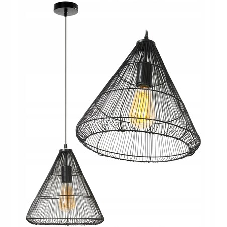 Lampa Sufitowa Wisząca Loft Druciana Czarna Black