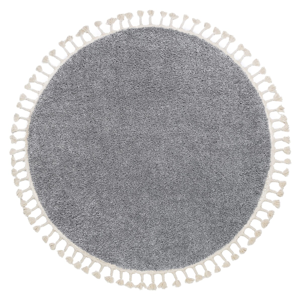 Dywan BERBER 9000 koło szary jasny Frędzle koło 160 cm